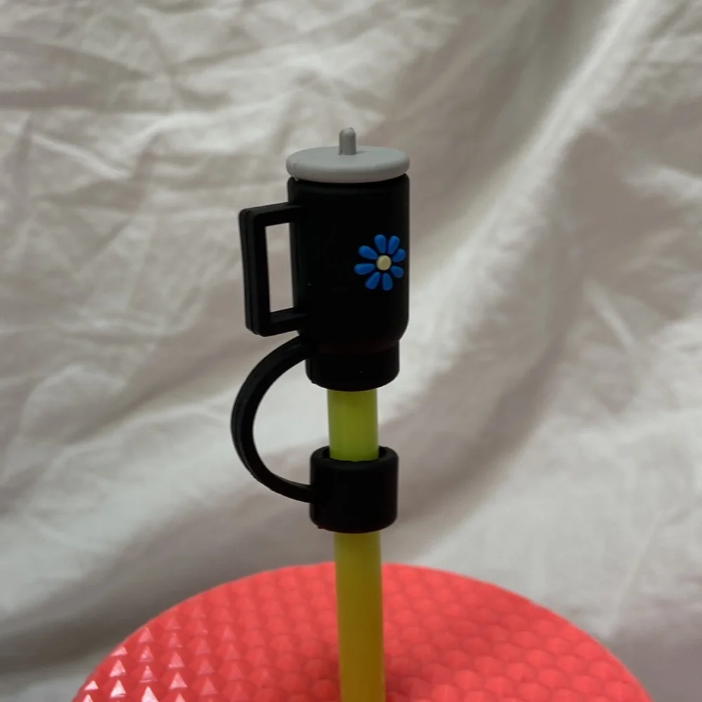 SHEIN 2 silicone straw cover cap for Stanley Cup. Pink & black straw toppers. - Picture 10 of 16